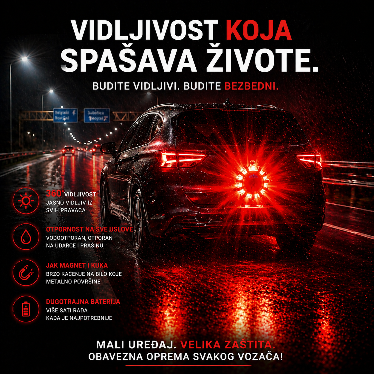 LED Upozoravajuće Svetlo sa Magnetom
