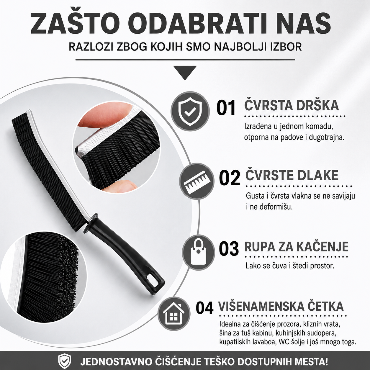 SET ČETKI ZA ČIŠĆENJE TEŠKO DOSTUPNIH POVRŠINA 3+3 GRATIS