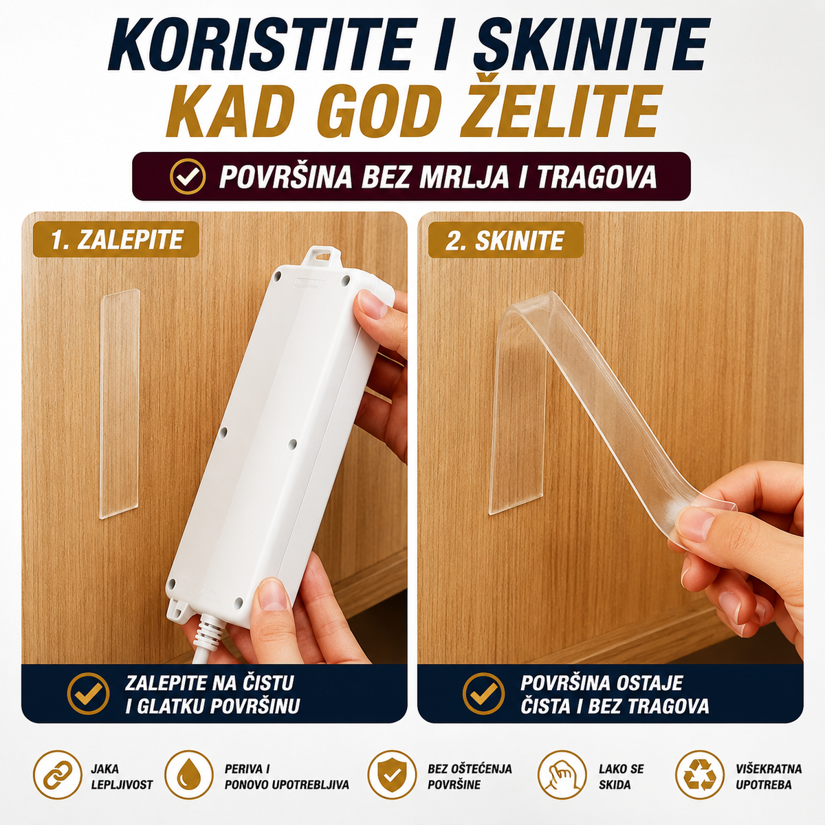 Dvostrana Jaka Lepljiva Traka 1m+1m GRATIS