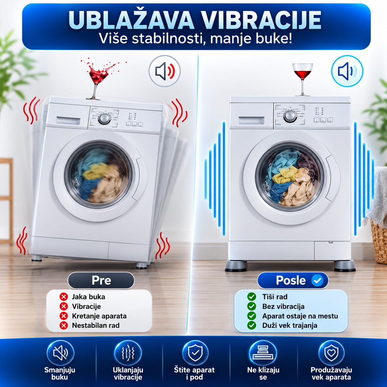 Antivibracioni podmetači za veš mašinu
