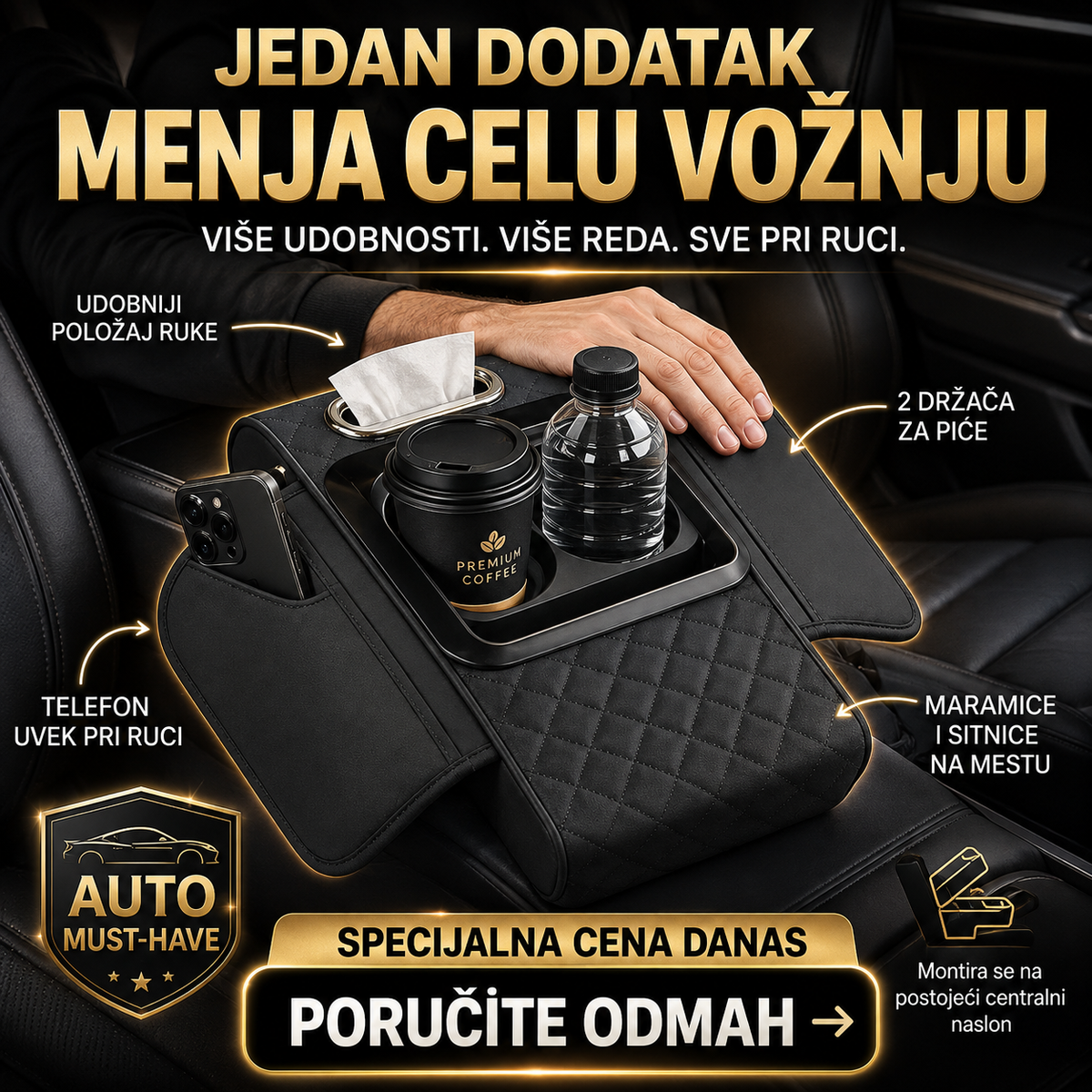 Multifincionalni naslon i držač za auto