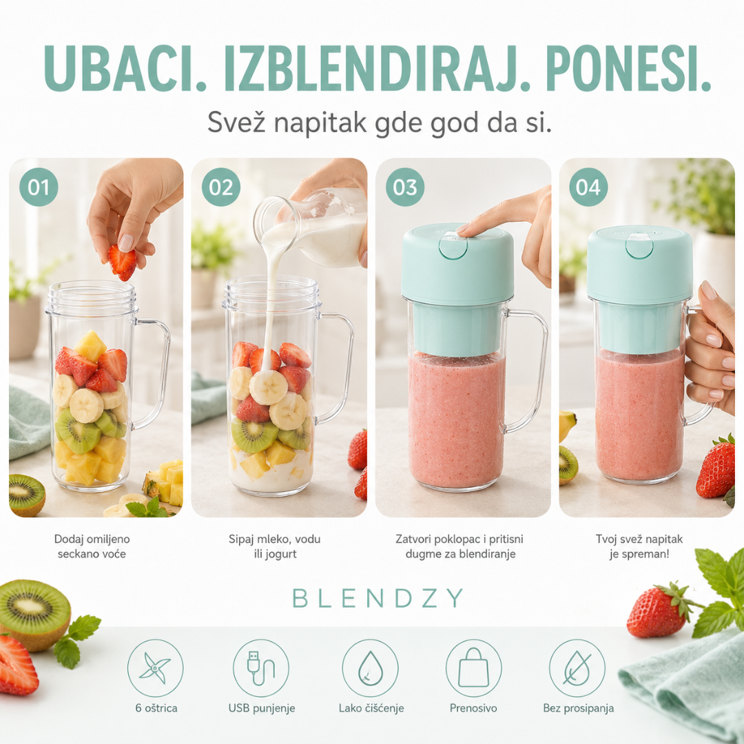BLENDZY™ - Prenosni Blender Za Smoothie, Šejkove i Sokove
