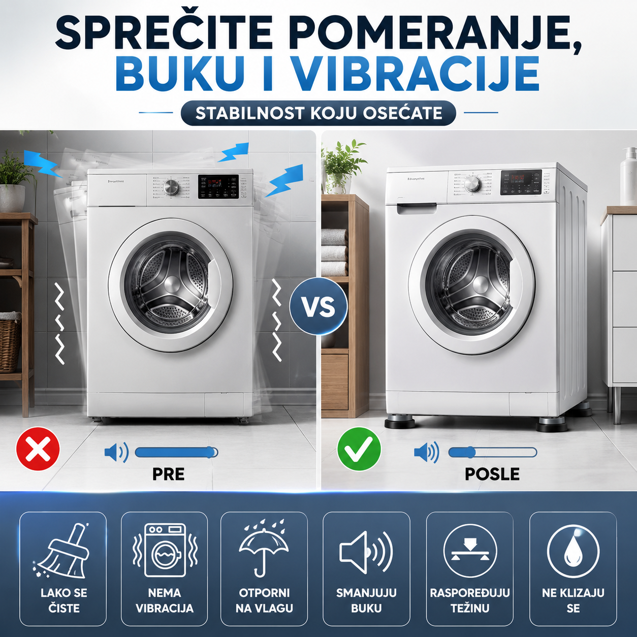 Antivibracioni podmetači za veš mašinu