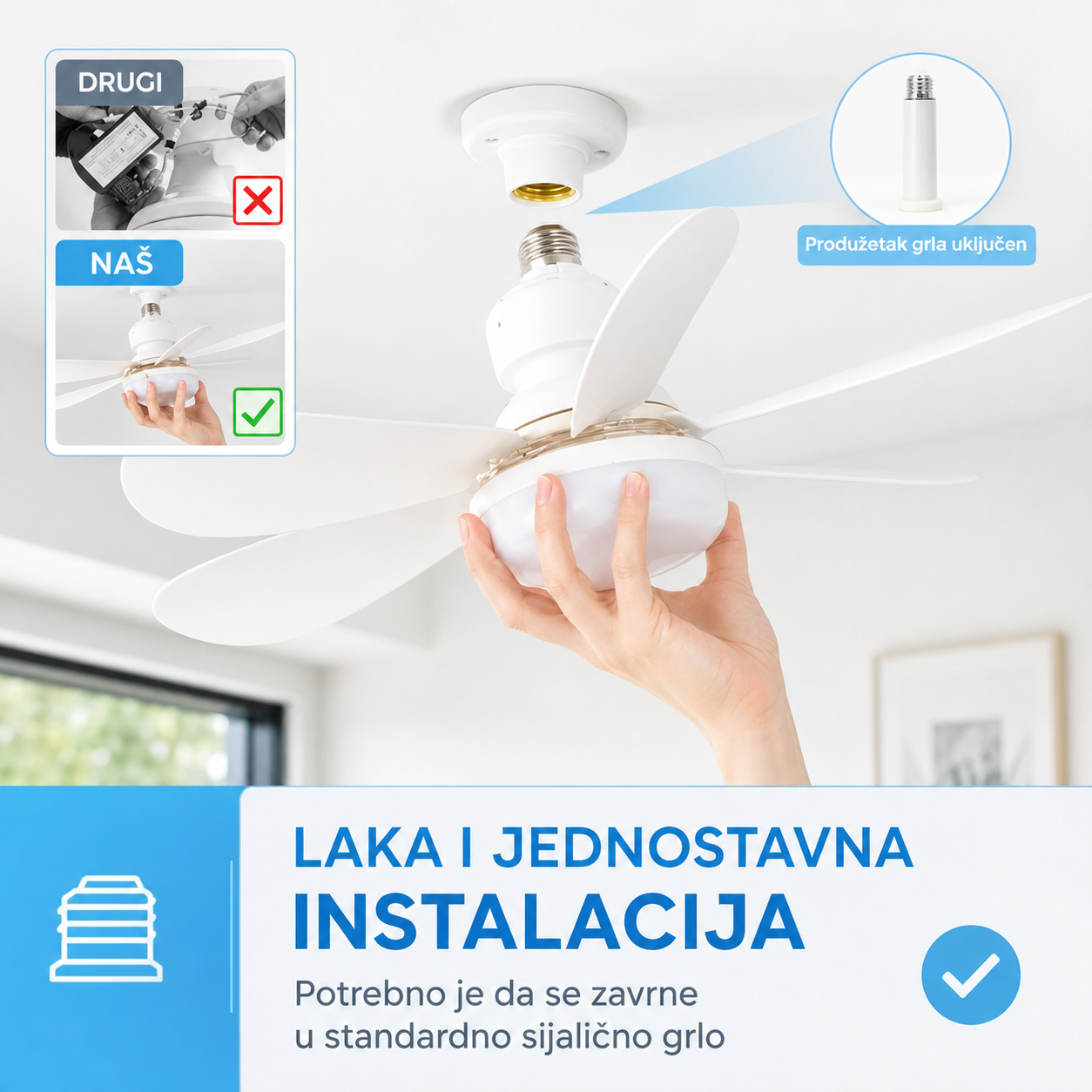 UNIVERZALNI PLAFONSKI VENTILATOR SA SVETLOM