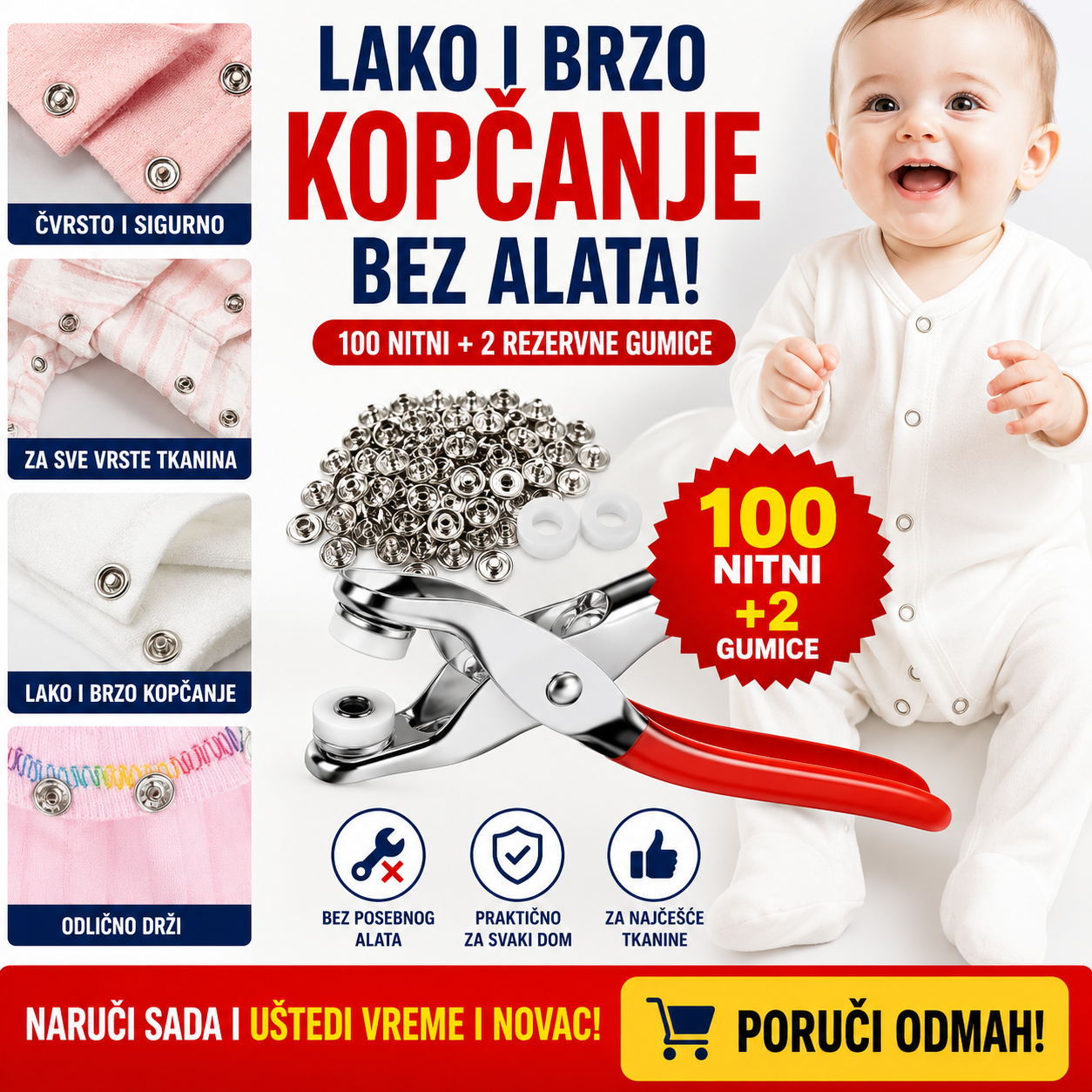 Set Metalnih Klešta + 100 Nitni GRATIS