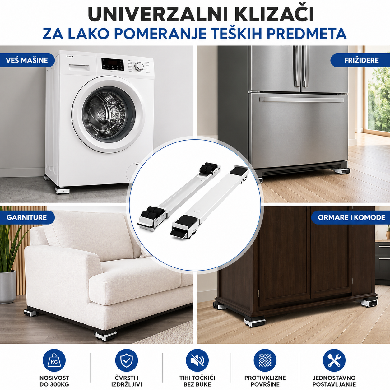 Podesivi točkići za pomeranje nameštaja - 2 komada