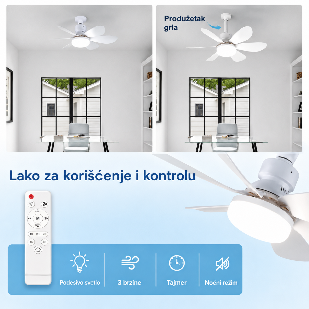 UNIVERZALNI PLAFONSKI VENTILATOR SA SVETLOM