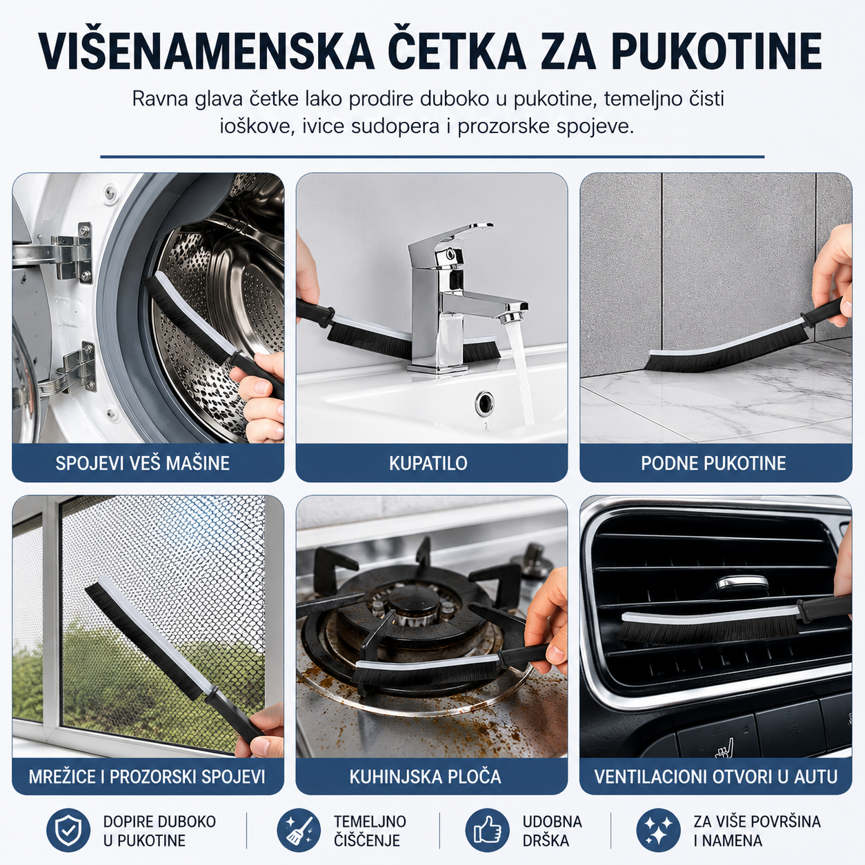 SET ČETKI ZA ČIŠĆENJE TEŠKO DOSTUPNIH POVRŠINA 3+3 GRATIS