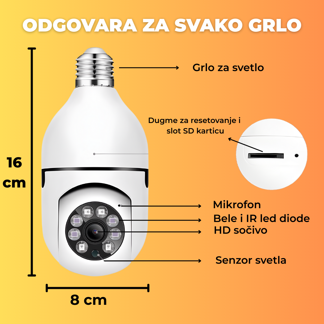 WIFI Sijalica kamera + grlo
